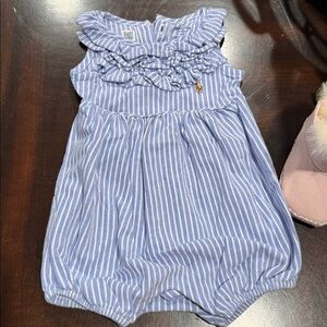 Ralph Lauren Striped Blue and White Baby Outfit